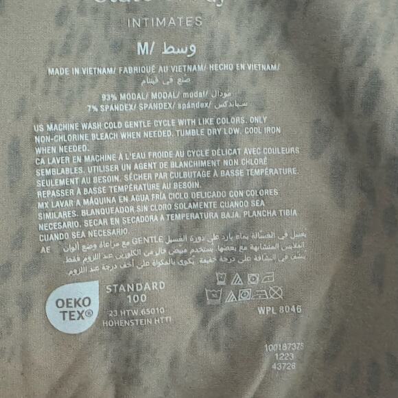 State of Day Pajama Set Womens Medium Tan Textural Animal Lounge Comfy Sleep - Picture 7 of 9